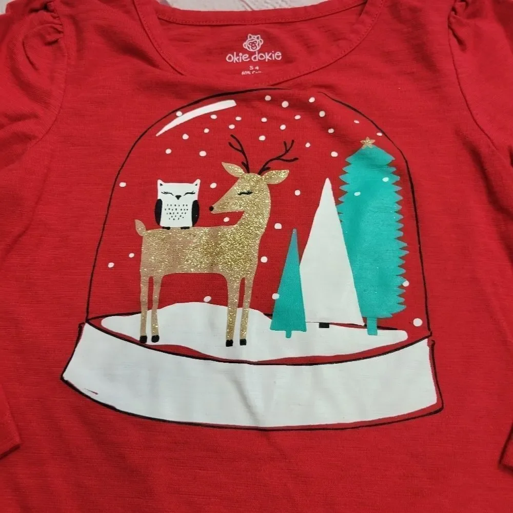 Okie Dokie Christmas snow globe shirt 4